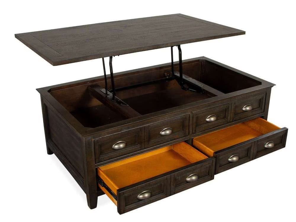 Henry & Mason - Ashmere Falls Lift Top Storage Cocktail Table with Casters in Graphite - AFA00698 view 2