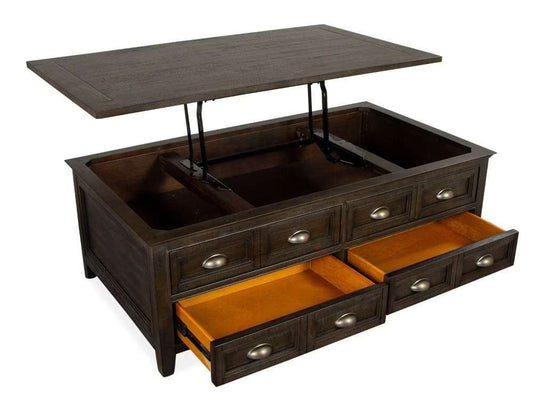 Henry & Mason - Ashmere Falls Lift Top Storage Cocktail Table with Casters in Graphite - AFA00698 view 2
