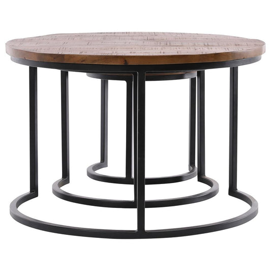 Henry & Mason - Bennington Medium Browm Mango Wood Nesting Tables with Gunmetal Iron base - Set of 3 - DV7902 veiw 2