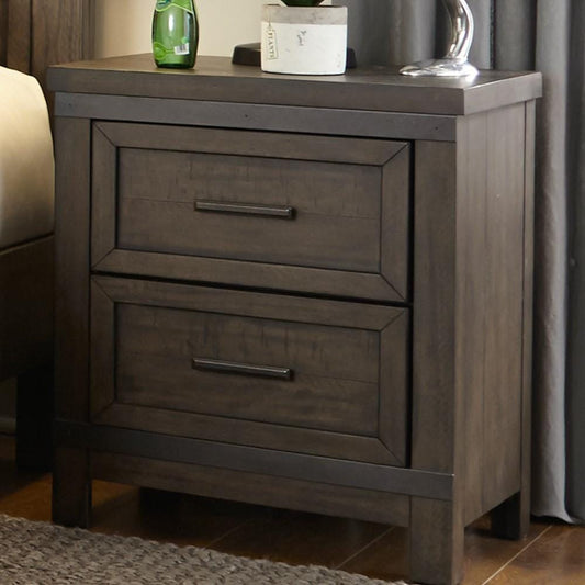 Henry & Mason - Briar Cliff 2 Drawer Night Stand in Rock Beaten Brown with Saw Cuts - AFA03635 view 2