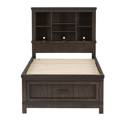 Henry & Mason - Briar Cliff Twin Bookcase Bed in Rock Beaten Brown with Saw Cuts - AFA03690 view 2