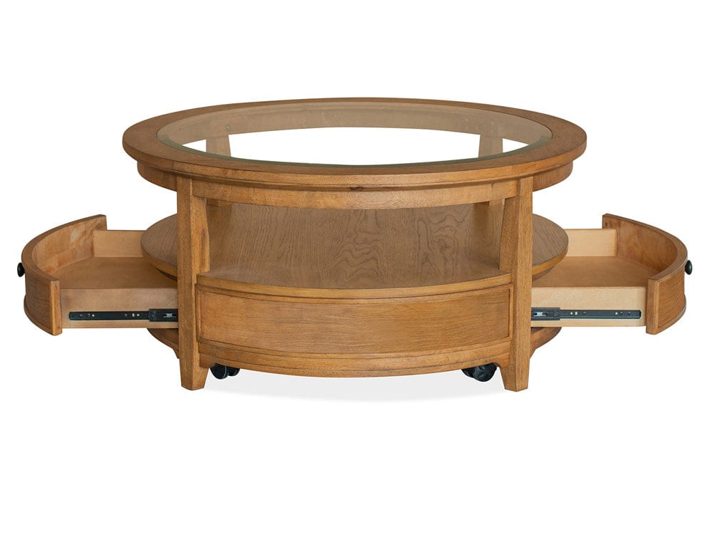 Henry & Mason - Calden Honey Brown Round Cocktail Table With Casters - AFA00943 view 2