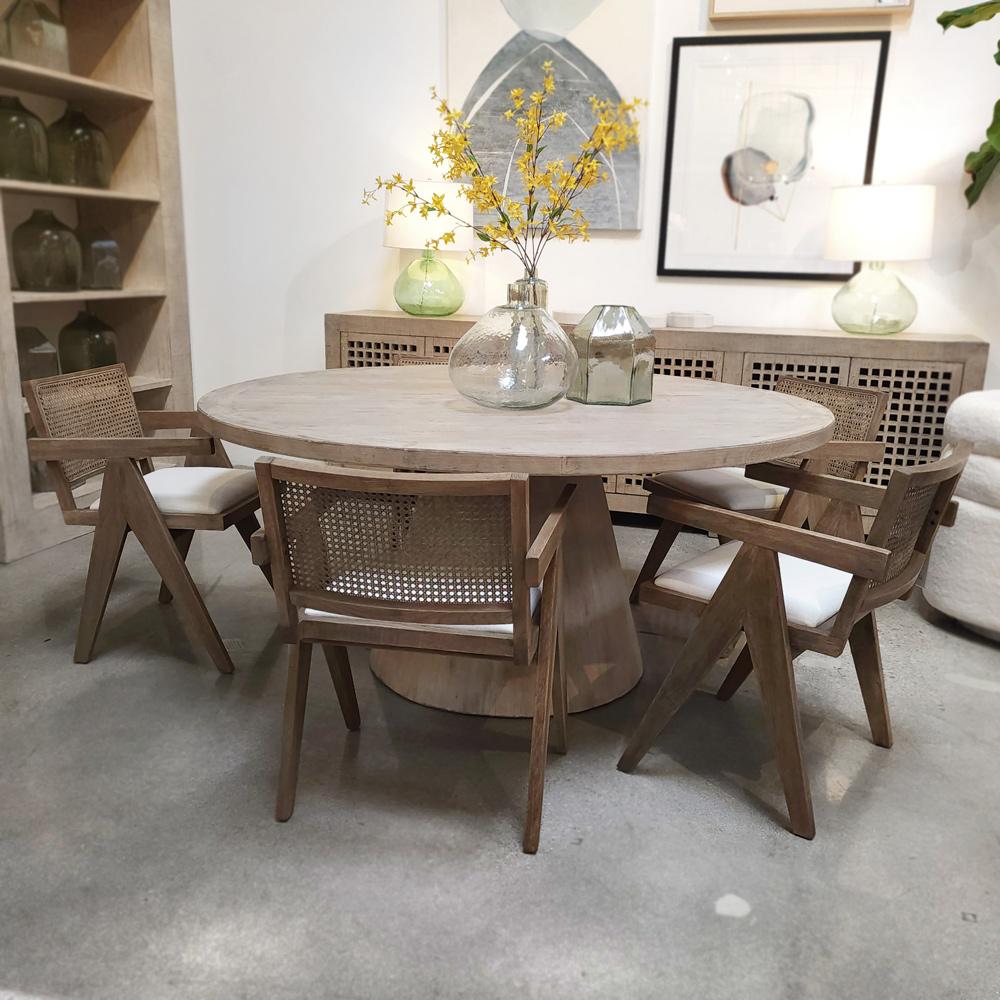 Henry & Mason - Camp Hill Gray Washed Oak and White Linen Dining Chair - DV7339 veiw 3