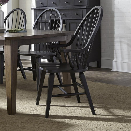 Henry & Mason - Chimney Hill Windsor Back Arm Chair in Tobacco & Black - AFA02849 view 2