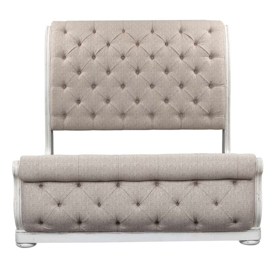 Henry & Mason - Dogwood Estate King California Upholstered Sleigh Bed in Antique White & Weathered Bark - AFA01979 view 2