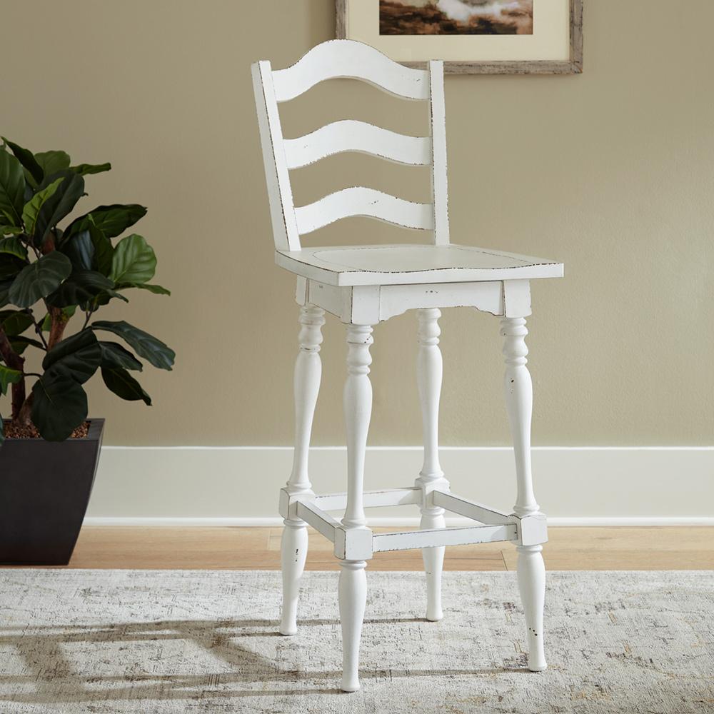 Henry & Mason - Dogwood Estate Ladderback Swivel Bar Stool in Antique White & Weathered Bark - AFA01948 view 1