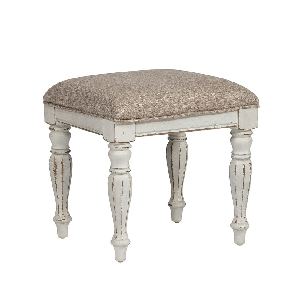 Henry & Mason - Dogwood Estate Vanity Stool in Antique White & Weathered Bark - AFA01977 view 1