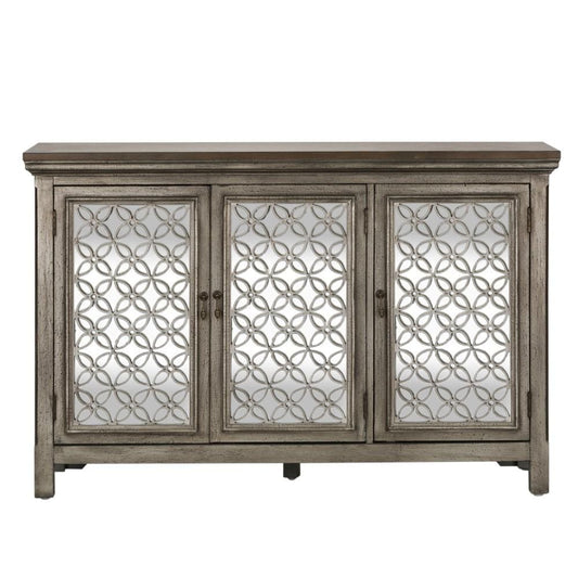 Henry & Mason - East Peak 3 Door Accent Cabinet in Wirebrushed Gray & White with Worn Wood Tops - AFA01746 view 2
