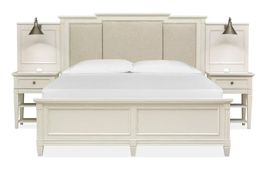 Henry & Mason - Havenwood Egg Shell White With Slight Rub Through King Upholstered Wall Panel Bed - AFA01359 view 2