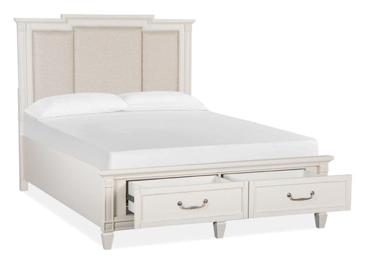 Henry & Mason - Havenwood Egg Shell White With Slight Rub Through Queen Panel Upholstered Storage Bed - AFA01366 view 2