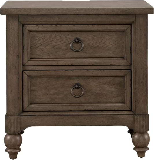Henry & Mason - Homestead 2 Drawer Night Stand with Charging Station in Dusty Taupe & Black - AFA03154 view 2