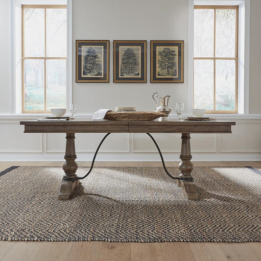 Henry & Mason - Homestead Trestle Table Set in Dusty Taupe & Black - AFA03219 view 2