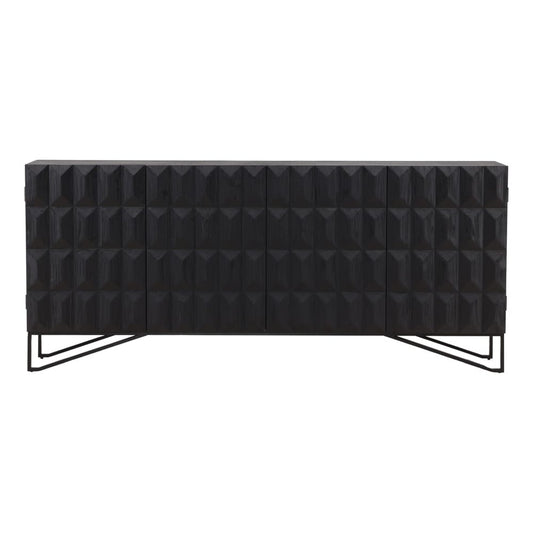 Henry & Mason - Inigo 84in Antique Black Pine Wood Sideboard with Iron Base - DV7846 veiw 2