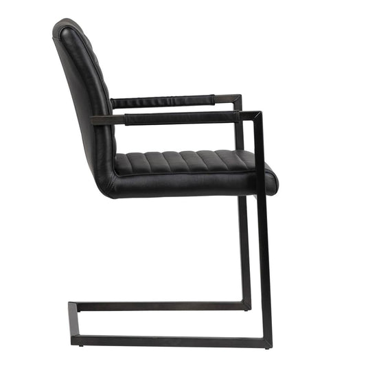 Henry & Mason - Jimi Antique Black Steel and Black Leather Dining Chair - DV7254 veiw 2