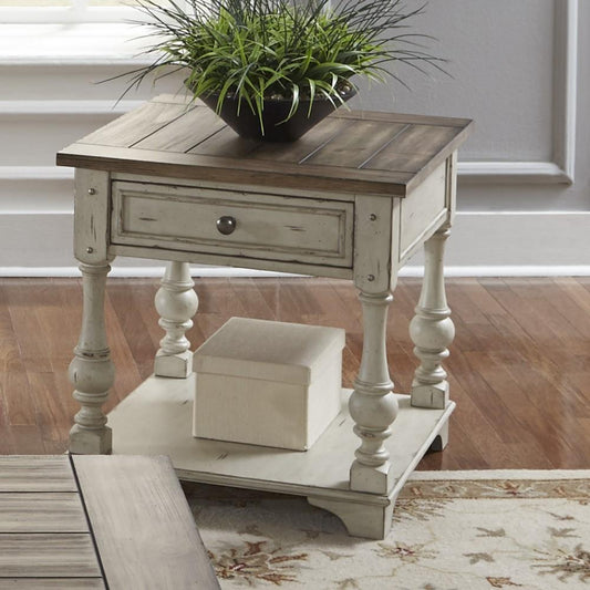 Henry & Mason - Jordan River End Table in Antique White with Wirebrushed Tobacco Accents - AFA02868 view 2