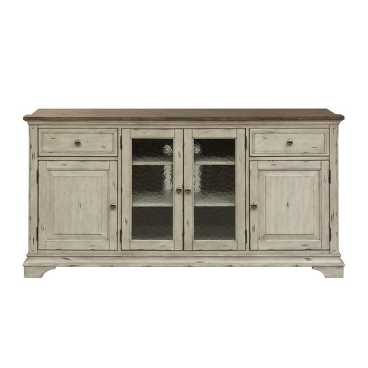 Henry & Mason - Jordan River Entertainment TV Stand in Antique White with Wirebrushed Tobacco Accents - AFA02878 view 2