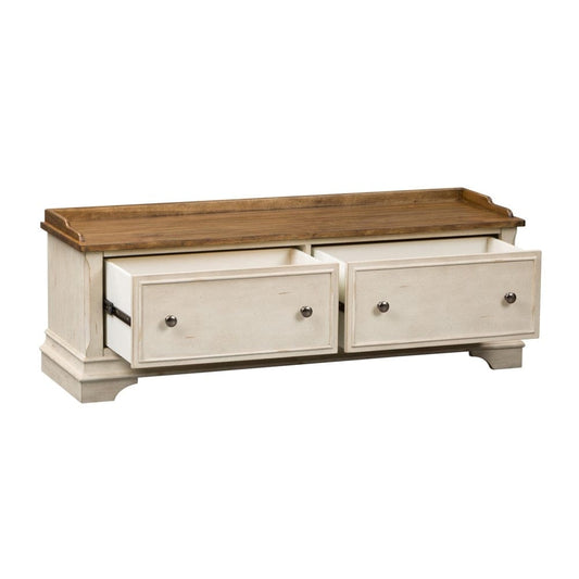 Henry & Mason - Jordan River Storage Hall Bench in Antique White with Wirebrushed Tobacco Accents - AFA02872 view 2