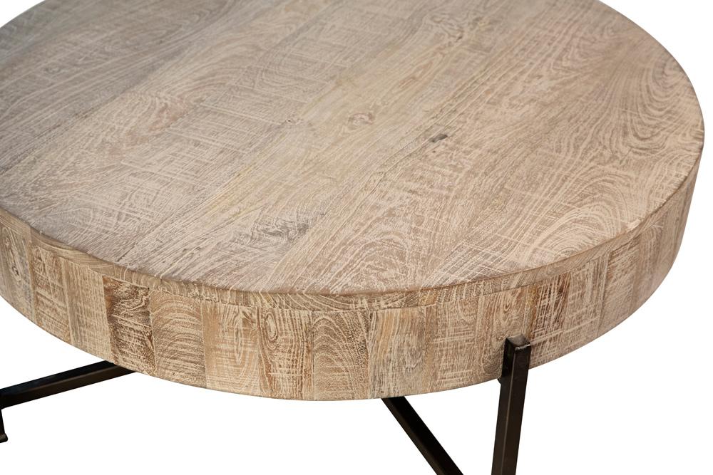 Henry & Mason - Krunle Reclaimed Mango Wood Coffee Table in Light Warm Wash Finish with Black Iron Base - DV7906 veiw 3