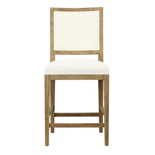 Henry & Mason - Lara Solid Oak Wood Counter Stool in Warm Wash with White Performance Fabric Upholstery - DV7341 veiw 2