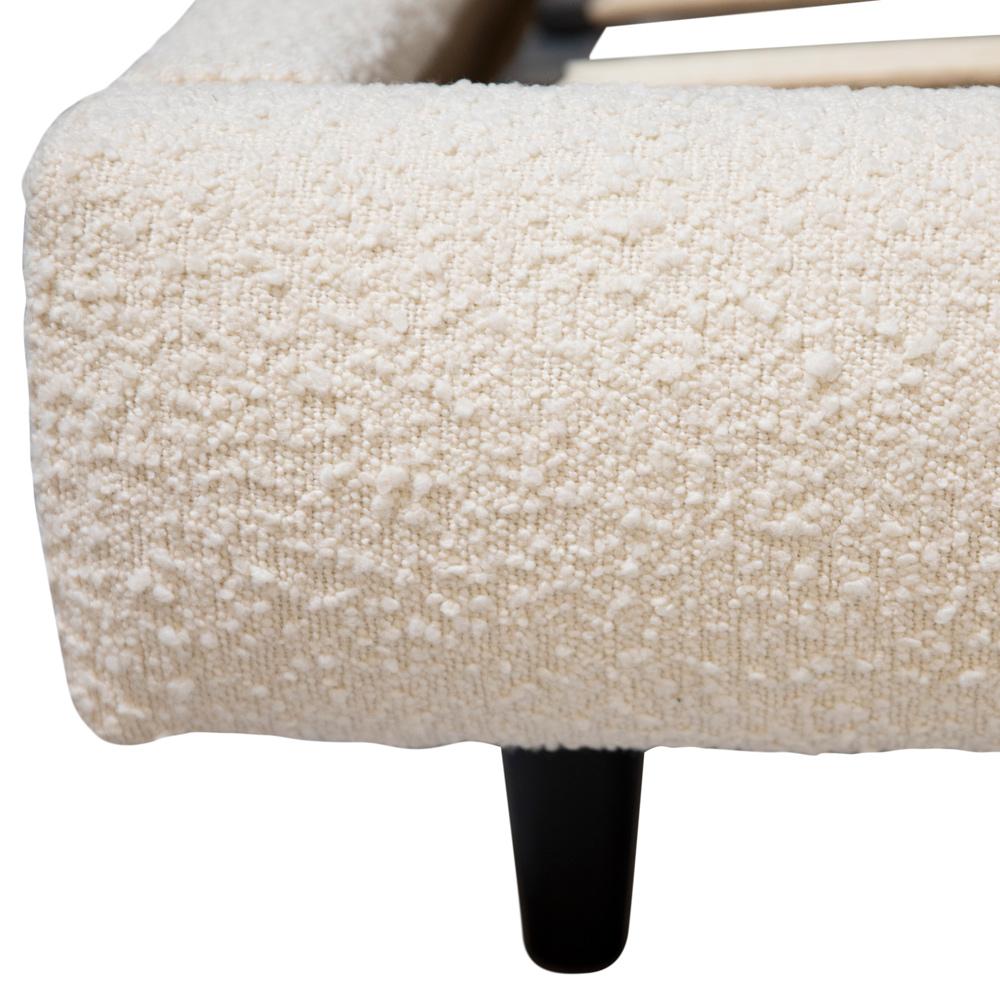 Henry & Mason - Largo Eastern King Bed in Off-White Boucle Upholstery with Black Pine Wood Legs - DV7352 veiw 4