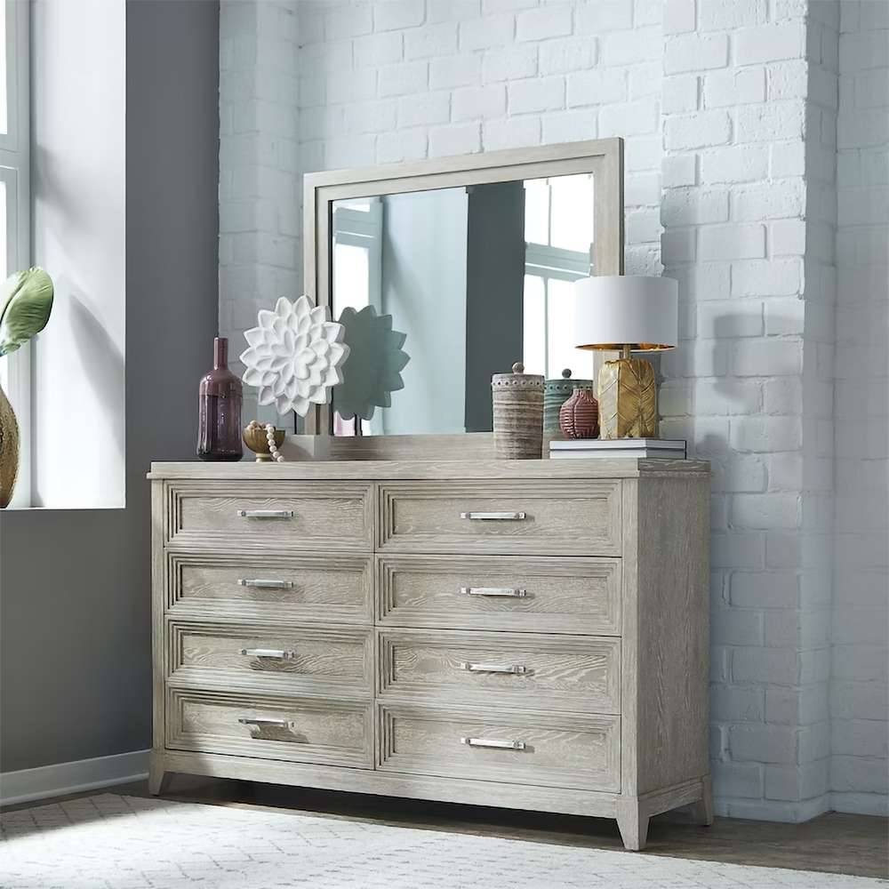 Henry & Mason - Maravista Dresser & Mirror in Washed Taupe & Silver Champagne - AFA03962 view 2