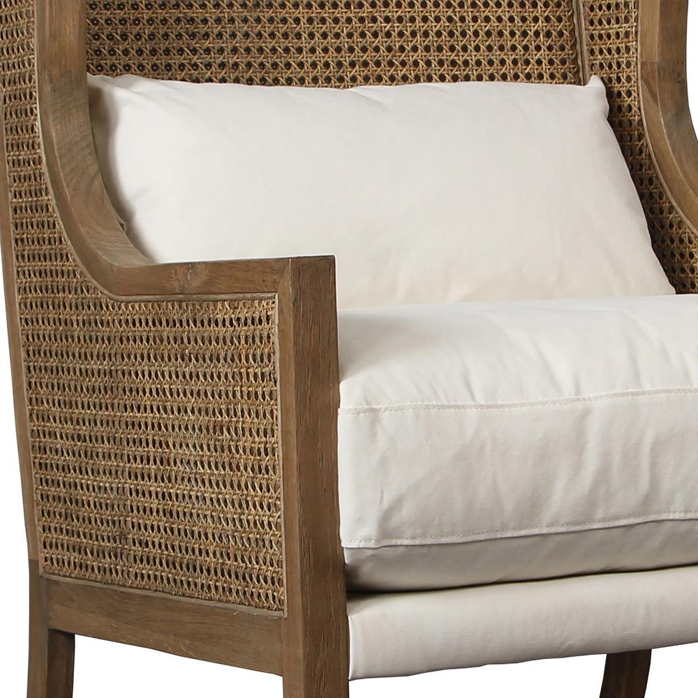 Henry & Mason - Mariston Natural Oak Wood and Rattan Accent Chair with Off White Performance Fabric - DV7334 veiw 5