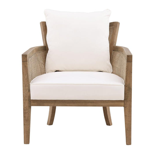 Henry & Mason - Maskin Oak Wood and Rattam Accent Chair in Off White Performance Fabric - DV7338 veiw 2