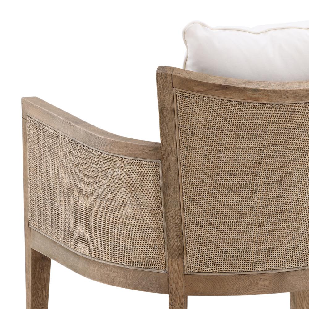 Henry & Mason - Maskin Oak Wood and Rattam Accent Chair in Off White Performance Fabric - DV7338 veiw 5