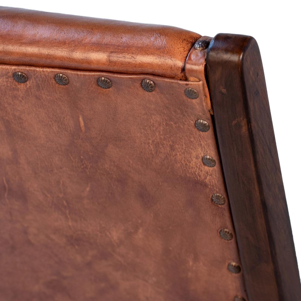 Henry & Mason - McGee Teak Wood and Full Grain Leather Occasional Chair in Antique Brown - DV7276 veiw 4