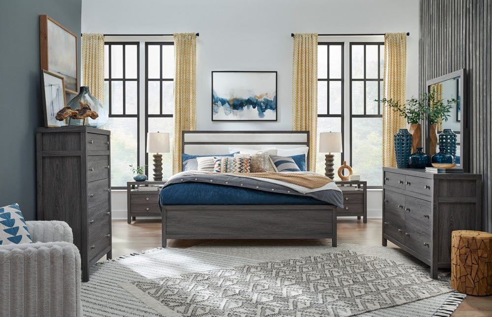 Henry & Mason - Merrinwylde Raisin Black King Upholstered Panel Bed - AFA01132 view 6