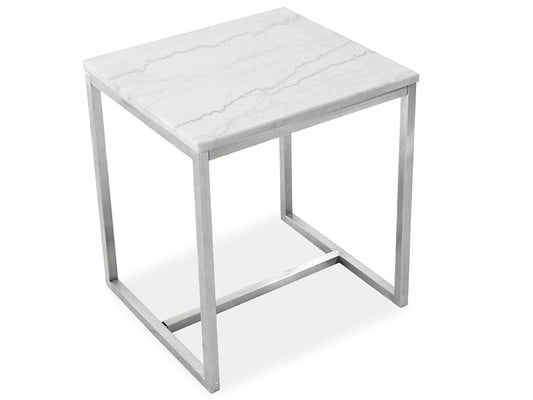 Henry & Mason - Mirabel White Marble And Brushed Nickel Rectangular End Table - AFA00947 view 2