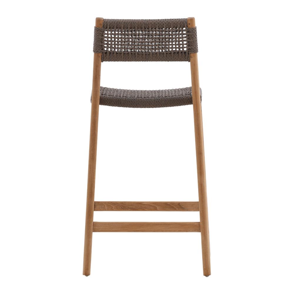 Henry & Mason - Monzu Outdoor Wicker and Teak Counter Stool Grey - DV7068 veiw 4