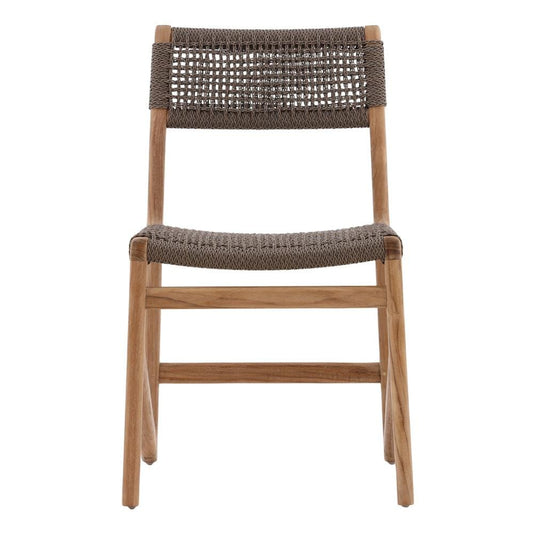 Henry & Mason - Monzu Outdoor Wicker and Teak Dining Chair Grey - DV7070 veiw 2