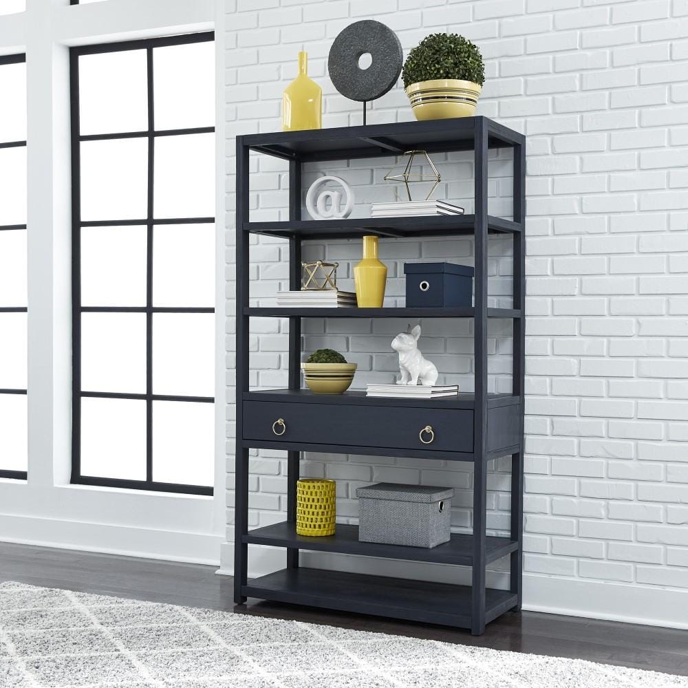 Henry & Mason - Obsidian Accent Bookcase in Wirebrushed Denim - AFA01760 view 1