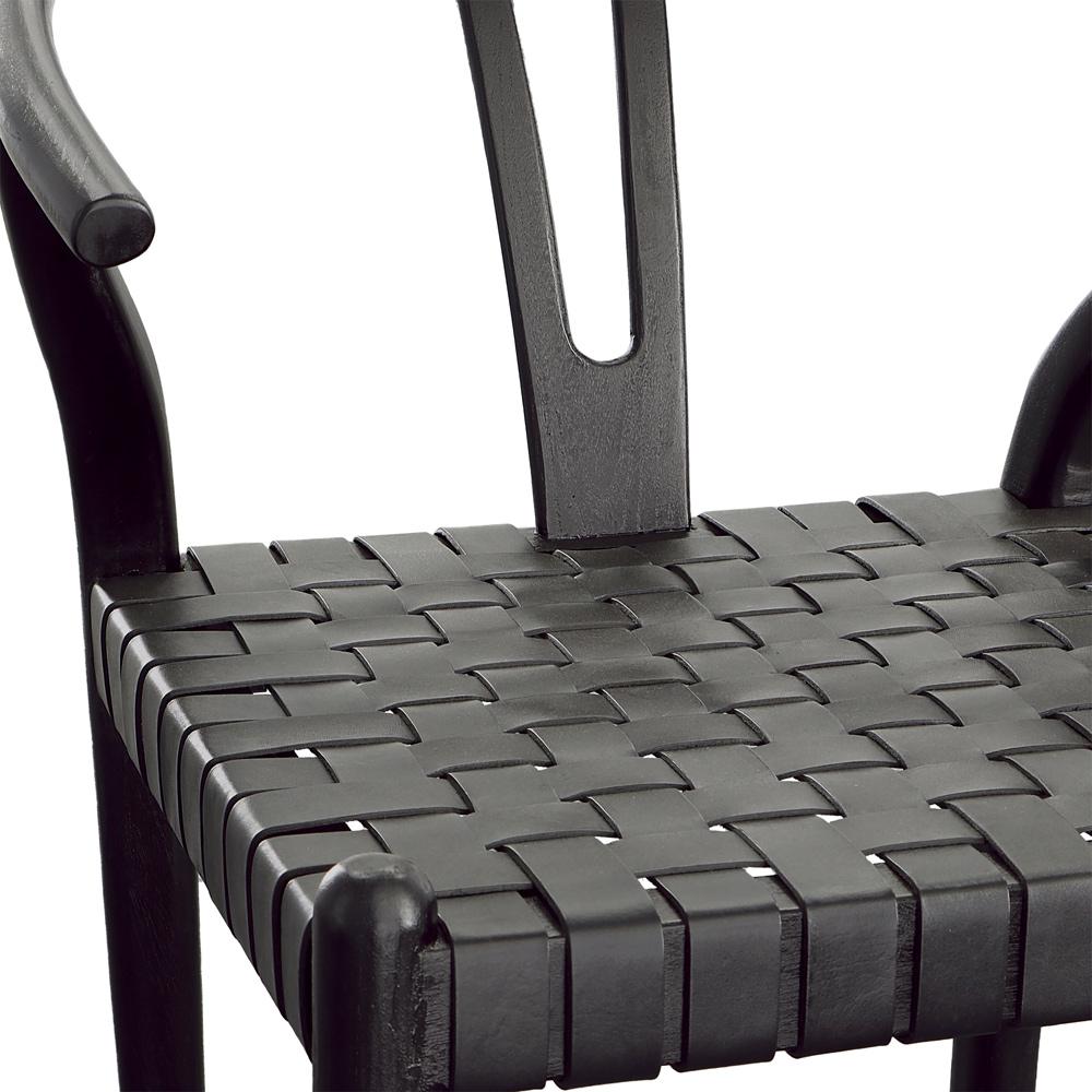 Henry & Mason - Perdino Antique Black Teak Wood and Full Grain Leather Weave Counter Stool - DV7283 veiw 5