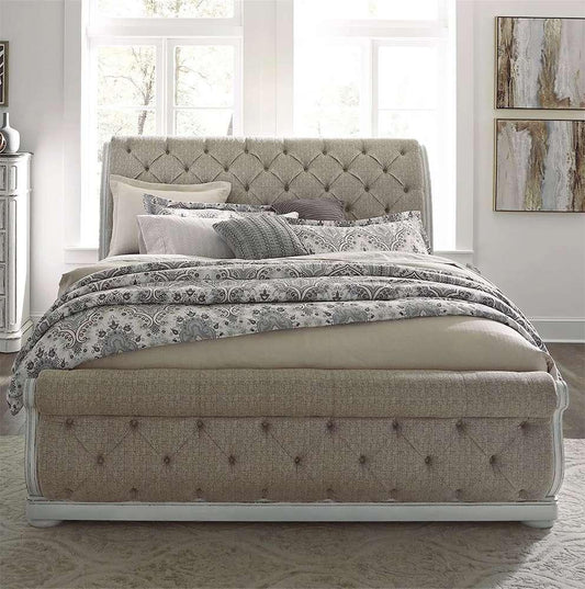 Henry & Mason - Priory Garden California King Upholstered Sleigh Bed in Weathered Brown & Antique White Finish - AFA02971 view 2