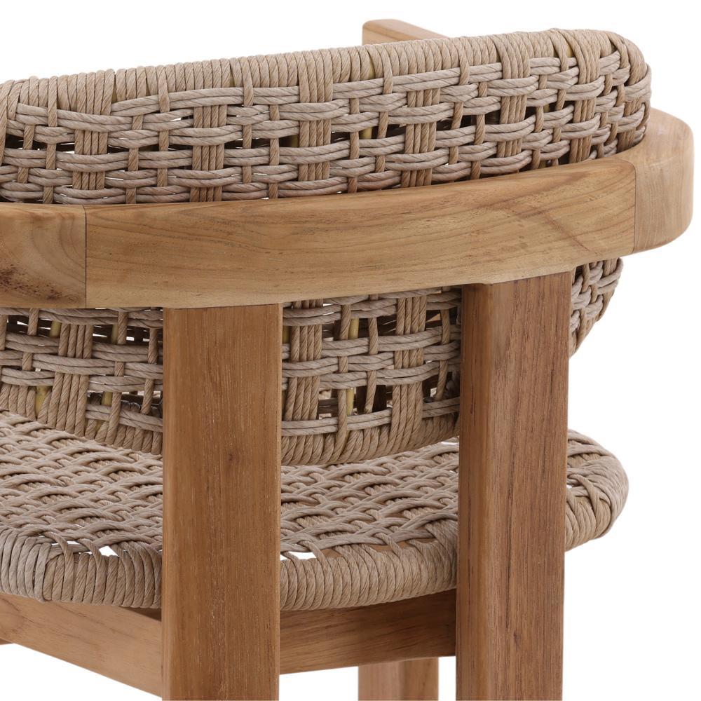 Henry & Mason - Pyriniam Natural Teak Wood and Beige Twisted Wicker Outdoor Dining Chair - DV7069 veiw 5