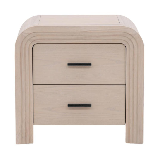 Henry & Mason - Santa Fe 2 Drawer Rubber Wood Nightstand in Bleached Oak Veneer with Black Metal Handles - DV7183 veiw 2