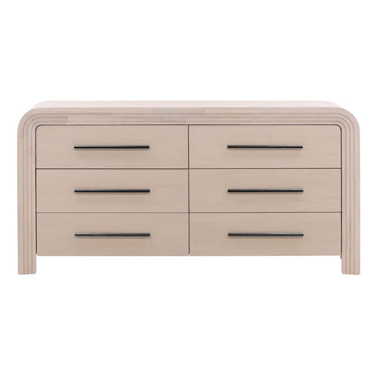 Henry & Mason - Santa Fe 6 Drawer Rubber Wood Double Dresser in Bleached Oak Veneer with Black Metal Handles - DV7184 veiw 2