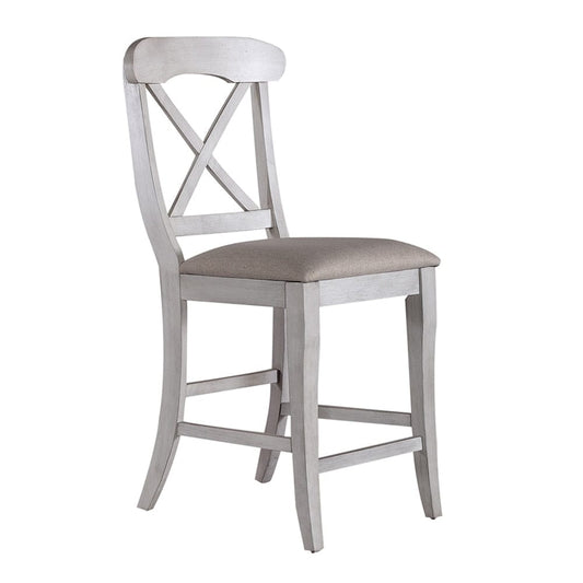Henry & Mason - Sea Key Uph X Back Counter Chair in Antique White with Weathered Pine - AFA02313 view 2