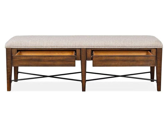 Henry & Mason - Silver Dune Wood Bench w/Upholstered Seat KD - AFA00738 view 2
