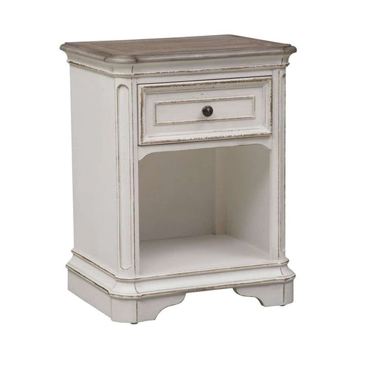 Henry & Mason - Stream Side 1 Drawer Night Stand in Antique White & Weathered Bark - AFA01974 view 2