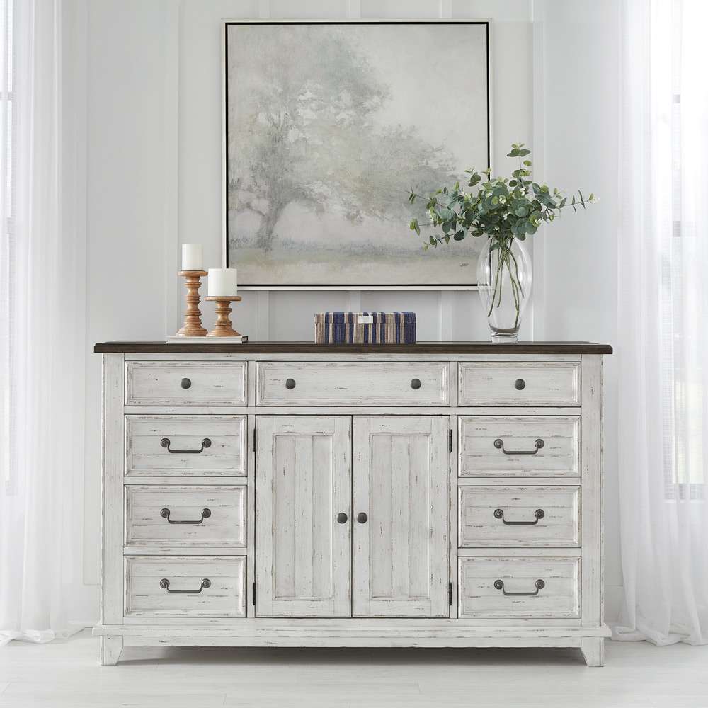 Henry & Mason - Stream Side 2 Door 9 Drawer Dresser in Riverstone White & Tobacco - AFA01870 view 1