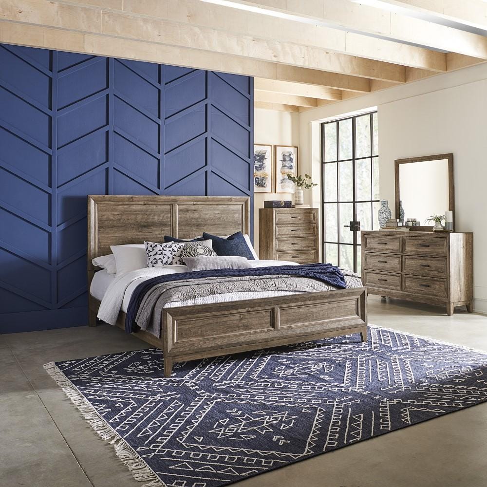Henry & Mason - Summit Peak King Panel Bed, Dresser & Mirror, Chest in Cobblestone - AFA02513 view 1