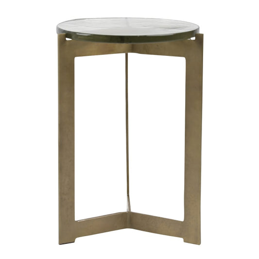 Henry & Mason - Sylvan Antique Brass Finished Aluminum Side Table with Glass Top - DV7836 veiw 2
