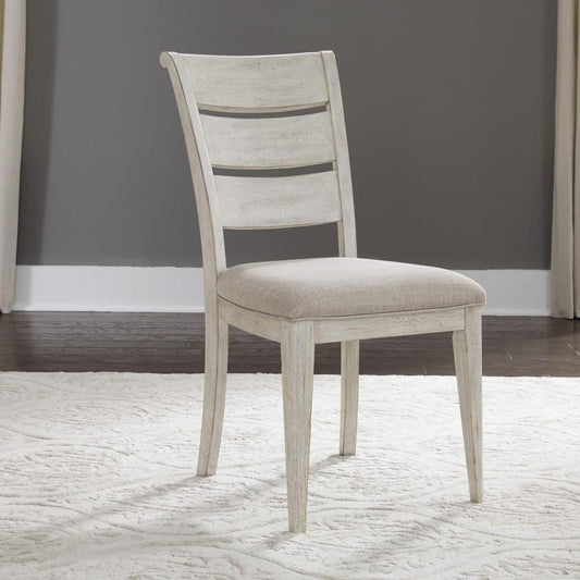 Henry & Mason - The Grange Modern Grange Ladder Back Uph Side Chair (RTA) (Set of 2) in Antique White with Chestnut Tops - AFA03303 view 2