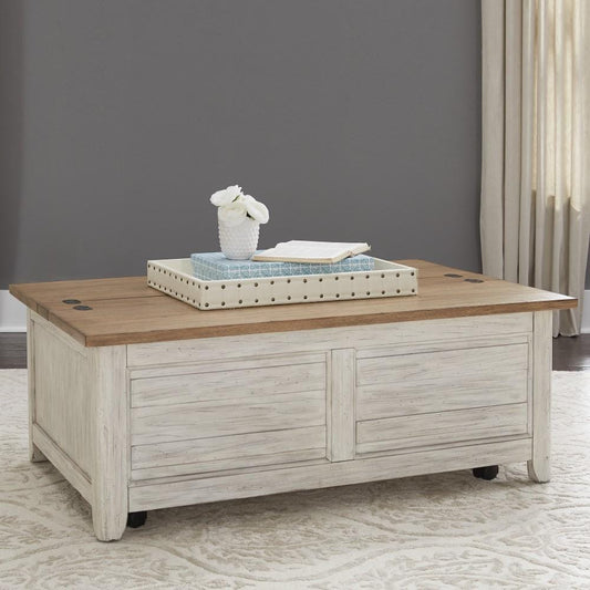 Henry & Mason - The Grange Modern Grange Storage Trunk in Antique White with Chestnut Tops - AFA03327 view 2