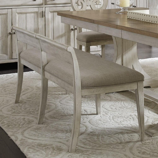 Henry & Mason - The Grange Modern Grange Uph Bench (RTA) in Antique White with Chestnut Tops - AFA03307 view 2