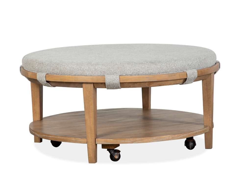 Henry & Mason - Thistledown Round Cocktail Table w/Grey Uph. Top & Casters - AFA00699 view 1