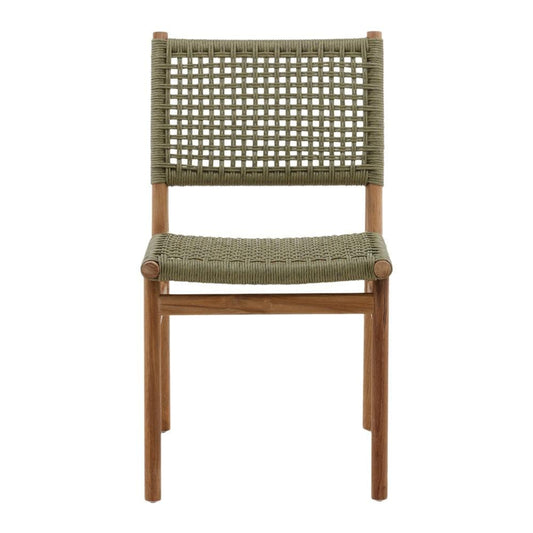Henry & Mason - Umbridge Teak Wood and Rattan Outdoor Dining Chair in Green and Natural - Set of 2 - DV7231 veiw 2